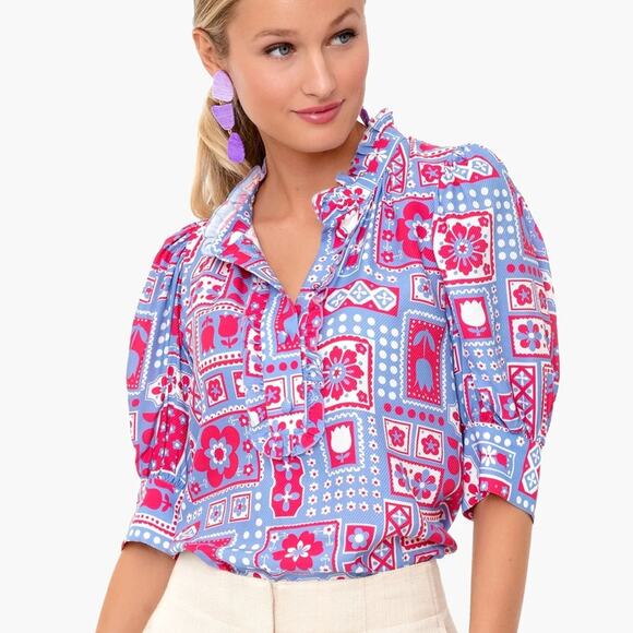Antik Batik Honoka Blouse blue pink NWT size small - Picture 1 of 7